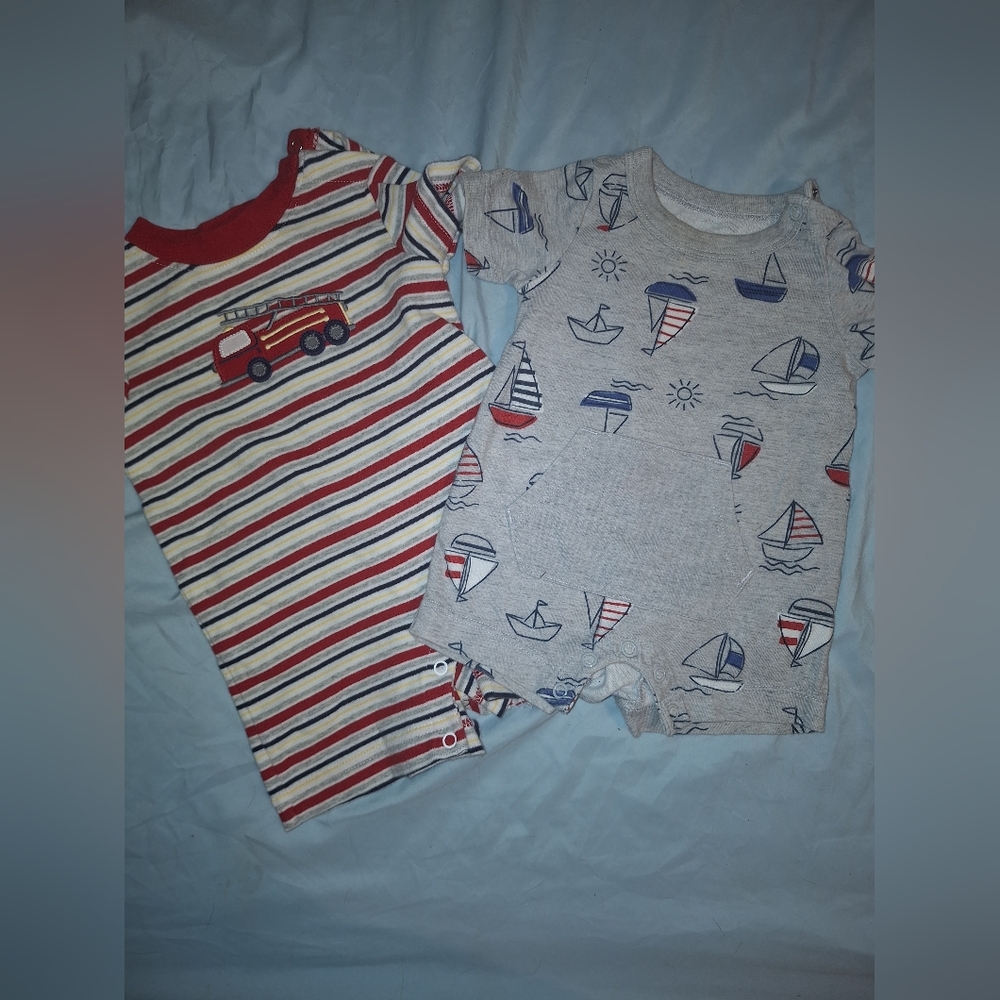 Gymboree Striped and Nautical Bodysuits - Red, Blue, Gray